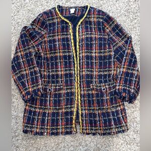 Chico's Womens Tweed Cardigan Blazer Multicolor Size 3 Long Sleeve Open Front